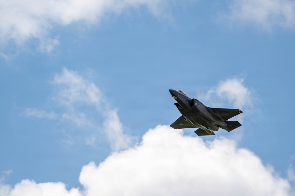 Virginia Air National Guard F-22 Raptors Train Alongside Finnish F-35s at Ebbing ANGB