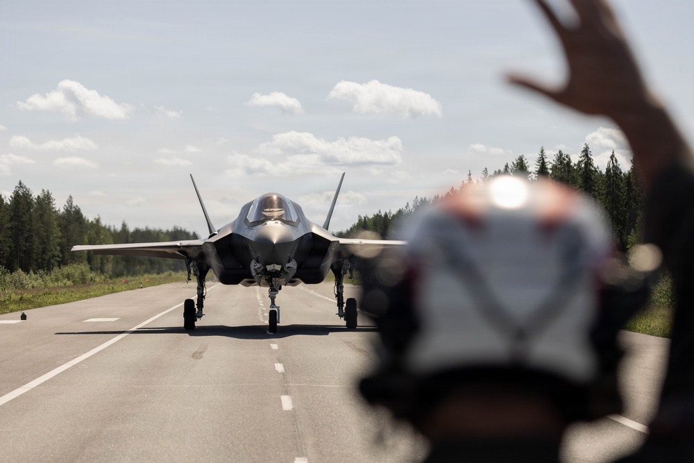U.S. Marines conduct forward arming and refueling point operations in Finland