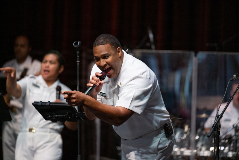 The U.S. Navy Band Cruisers Perform on the Millenium Stage at the John F. Kennedy Center for the Performing Arts.
