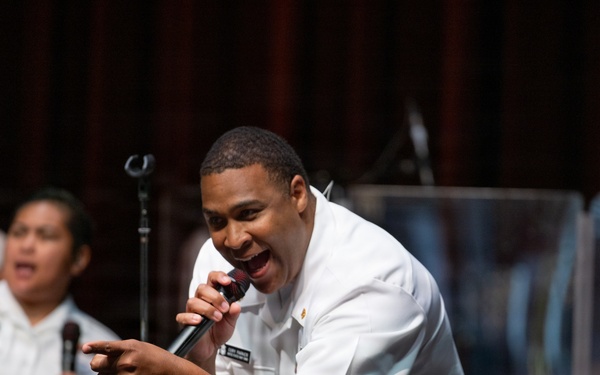 The U.S. Navy Band Cruisers Perform on the Millenium Stage at the John F. Kennedy Center for the Performing Arts.