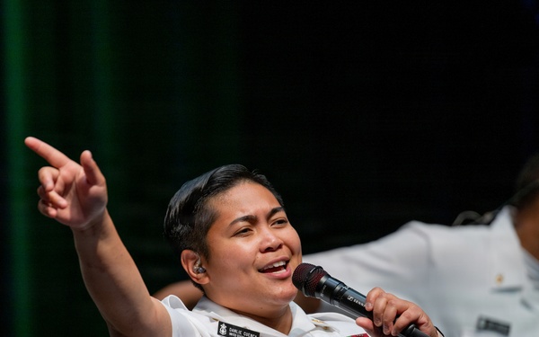 The U.S. Navy Band Cruisers Perform on the Millenium Stage at the John F. Kennedy Center for the Performing Arts.