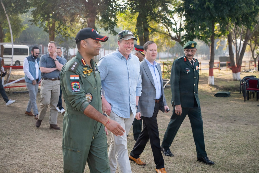 Secretary of the Army, Hon. Dan Driscoll, visits members of the Indian army during an official visit to New Delhi, India.