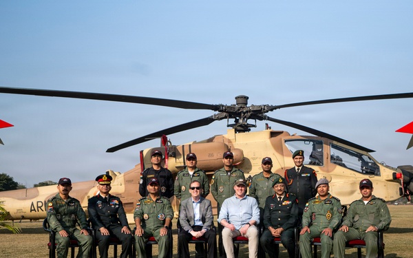 Secretary of the Army, Hon. Dan Driscoll, visits members of the Indian army during an official visit to New Delhi, India.