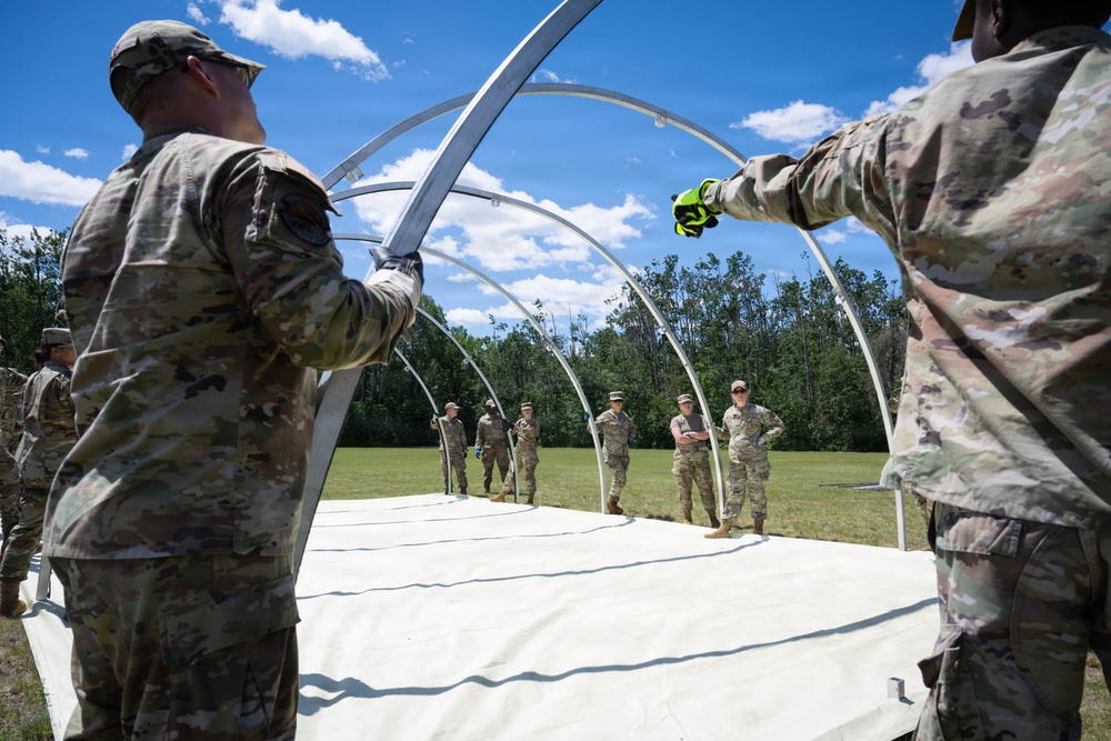 Airmen from the 181st Force Support Squadron conduct search and recovery training at Alpena Combat Readiness Training Center