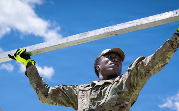 Airmen from the 181st Force Support Squadron conduct search and recovery training at Alpena Combat Readiness Training Center