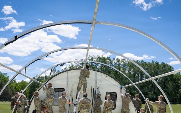 Airmen from the 181st Force Support Squadron conduct search and recovery training at Alpena Combat Readiness Training Center
