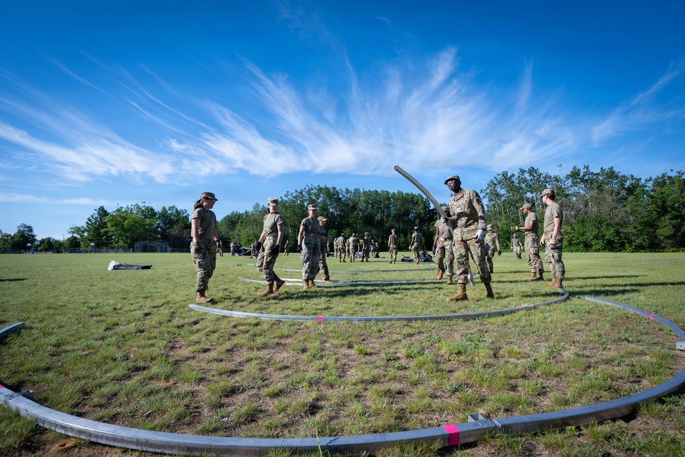 Airmen from the 181st Force Support Squadron conduct search and recovery training at Alpena Combat Readiness Training Center