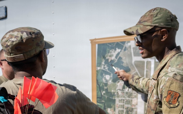 Airmen from the 181st Force Support Squadron conduct search and recovery training at Alpena Combat Readiness Training Center