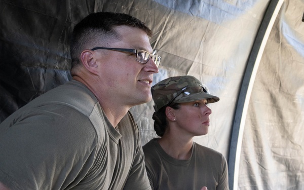 Airmen from the 181st Force Support Squadron conduct search and recovery training at Alpena Combat Readiness Training Center