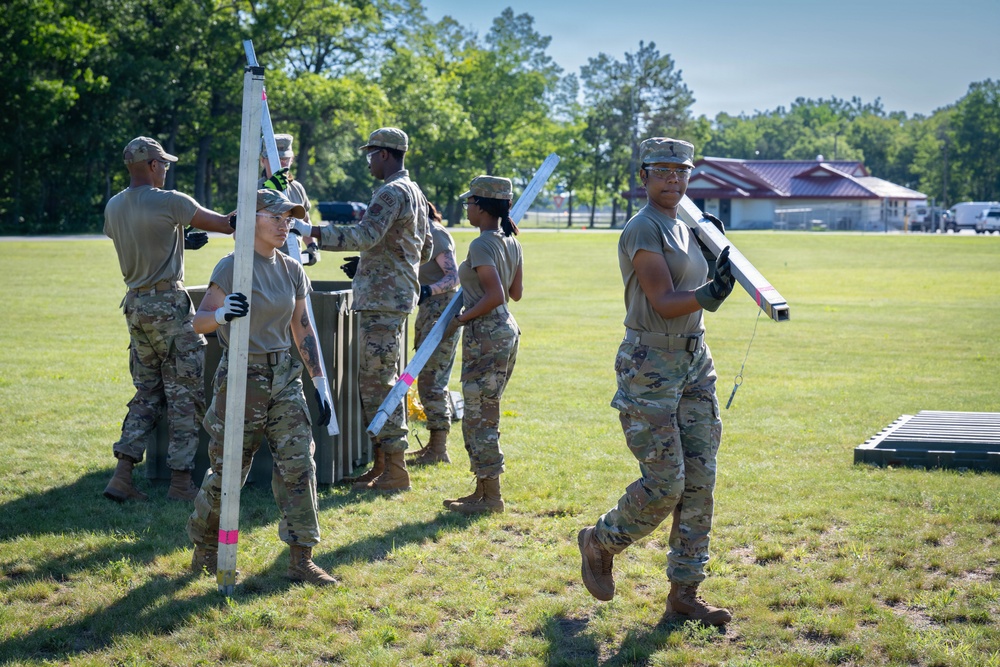 Airmen from the 181st Force Support Squadron conduct search and recovery training at Alpena Combat Readiness Training Center