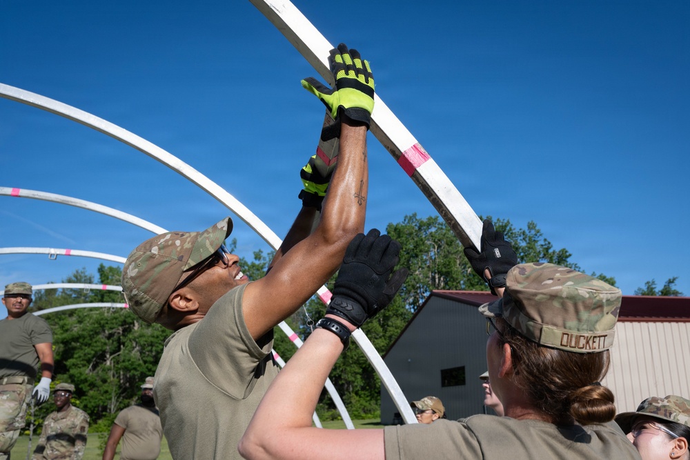 Airmen from the 181st Force Support Squadron conduct search and recovery training at Alpena Combat Readiness Training Center