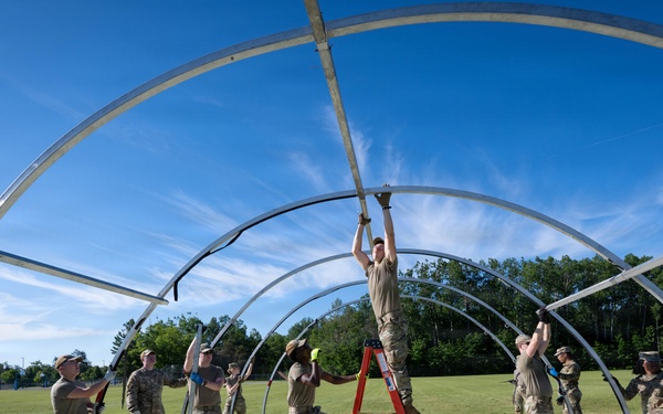 Airmen from the 181st Force Support Squadron conduct search and recovery training at Alpena Combat Readiness Training Center