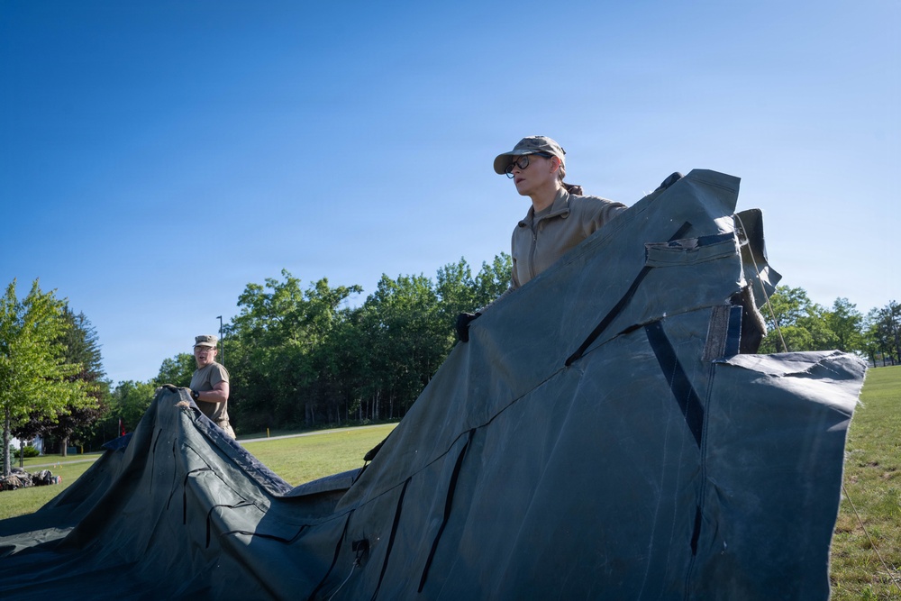 Airmen from the 181st Force Support Squadron conduct search and recovery training at Alpena Combat Readiness Training Center