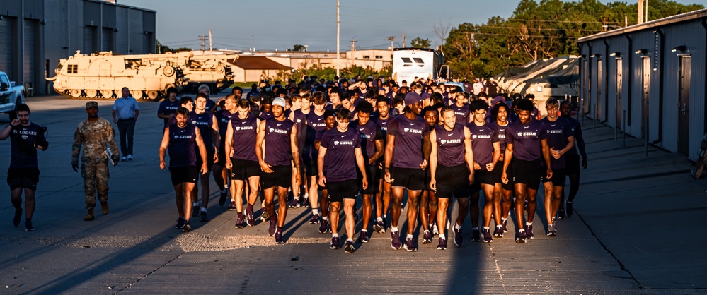 Kansas State University football team visits Fort Riley