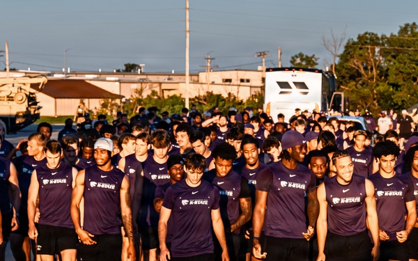 Kansas State University football team visits Fort Riley