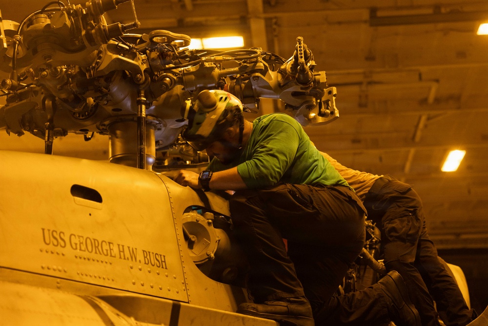 USS George H.W. Bush maintains an MH-60S Sea Hawk