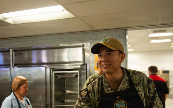 Let's Eat! Triad cranks on the chow line at Mercer Hall Galley