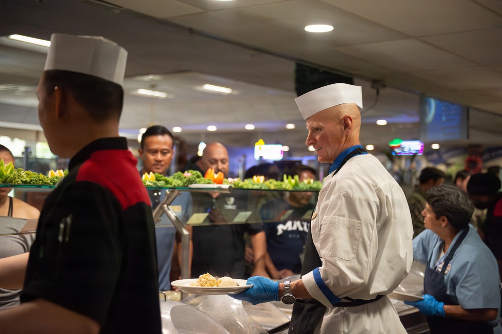 Let's Eat! Triad cranks on the chow line at Mercer Hall Galley