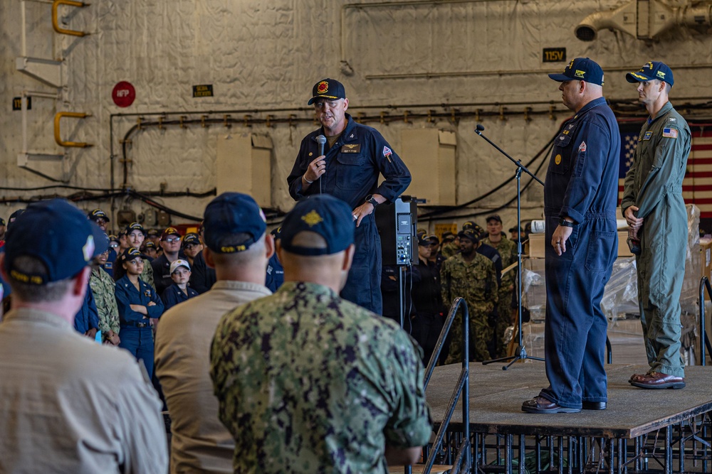 USS Gerald R. Ford (CVN 78) Conducts an All-hands Call