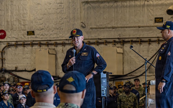 USS Gerald R. Ford (CVN 78) Conducts an All-hands Call