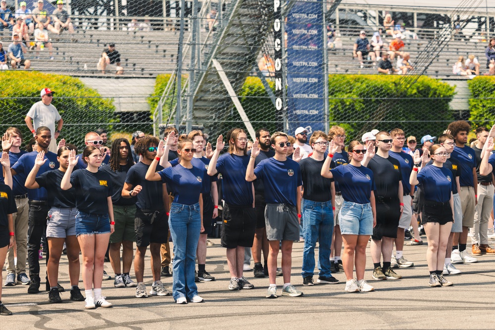 Future Sailors Recite the Oath of Enlistment at the Pocono Raceway