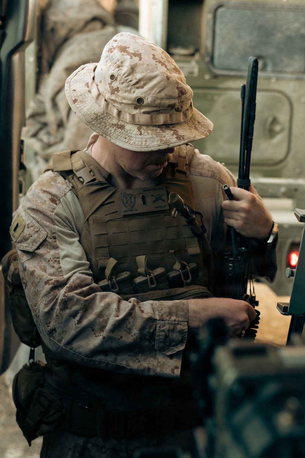 U.S. Marines and Sailors Depart to a Position Area for Artillery