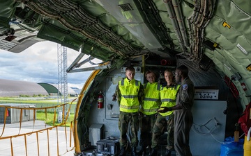 Norwegian airmen tour 100 ARWs KC-135 during RAFL 26