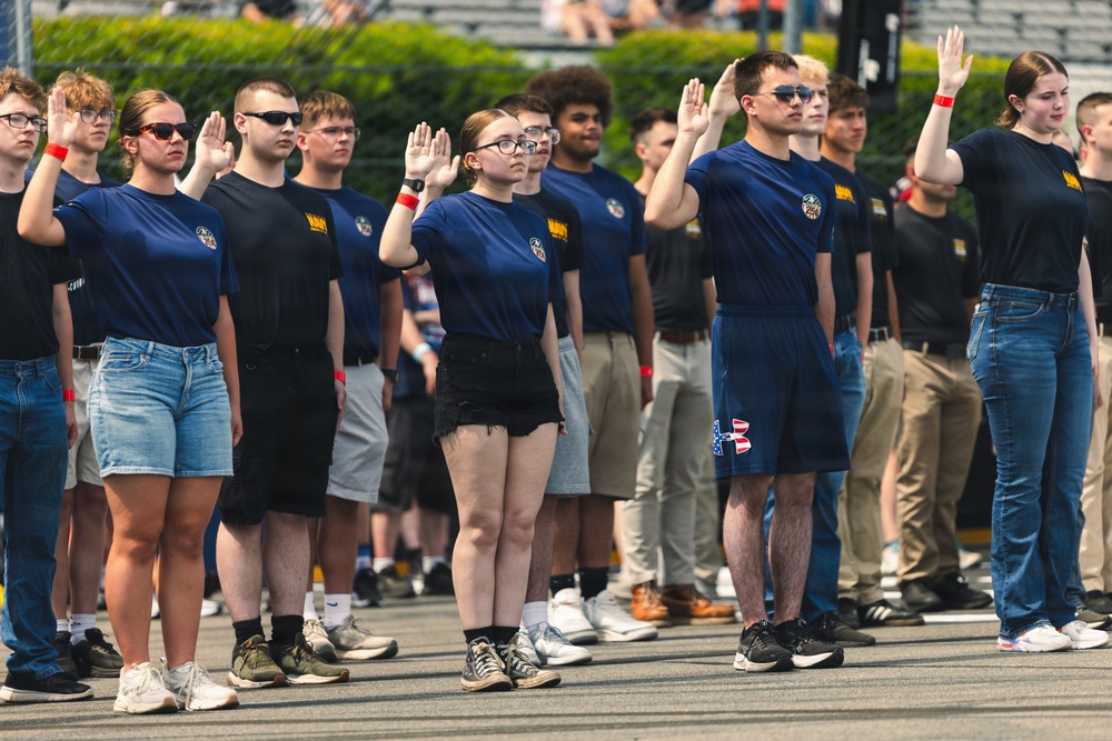Future Sailors Recite the Oath of Enlistment at the Pocono Raceway