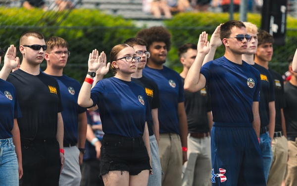 Future Sailors Recite the Oath of Enlistment at the Pocono Raceway
