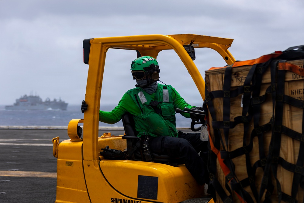 Abraham Lincoln Conducts Replenishment-At-Sea With USNS Cesar Chavez