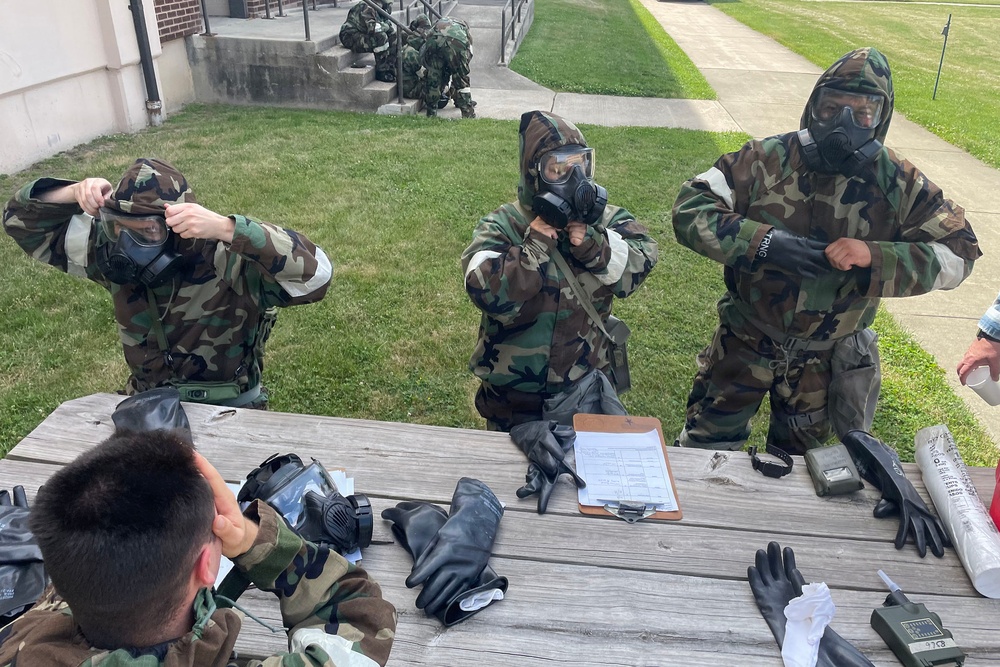 Soldiers Don Protective Gear During CBRN Course at JB MDL