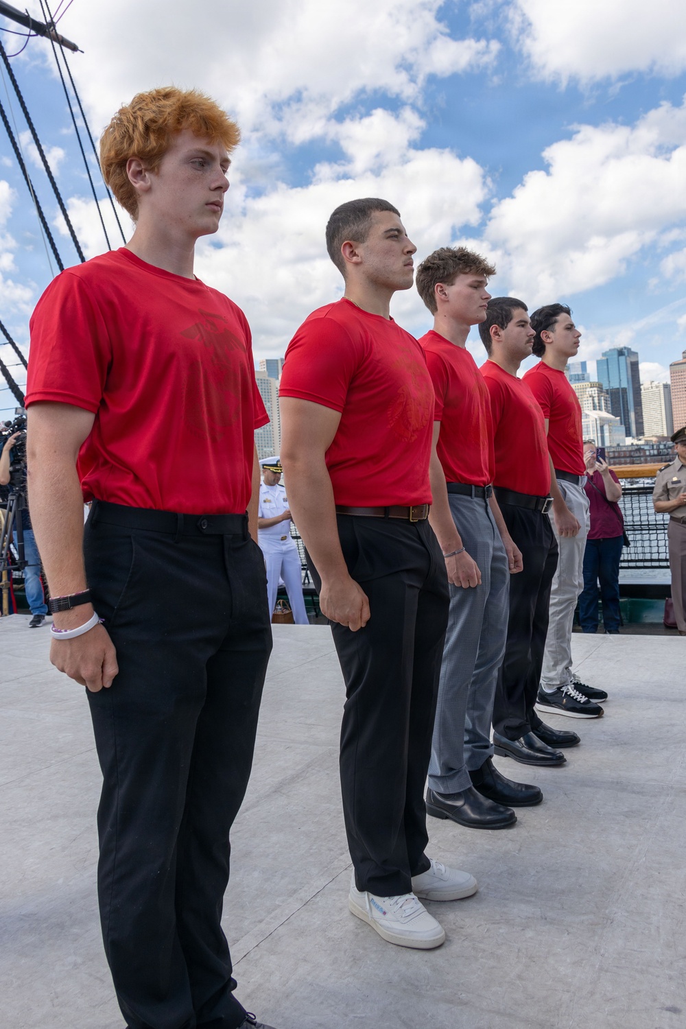 U.S. Marine Poolees Swear In Aboard USS Constitution