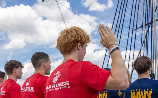 U.S. Marine Poolees Swear In Aboard USS Constitution