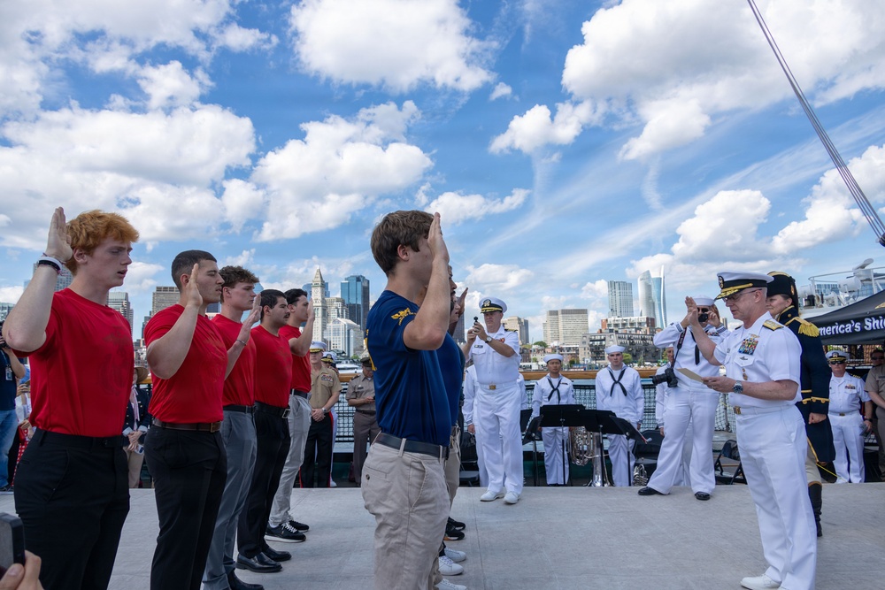 U.S. Marine Poolees Swear In Aboard USS Constitution