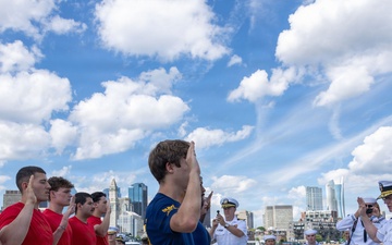 U.S. Marine Poolees Swear In Aboard USS Constitution