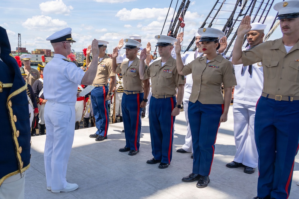 U.S. Marine Poolees Swear In Aboard USS Constitution