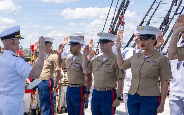 U.S. Marine Poolees Swear In Aboard USS Constitution
