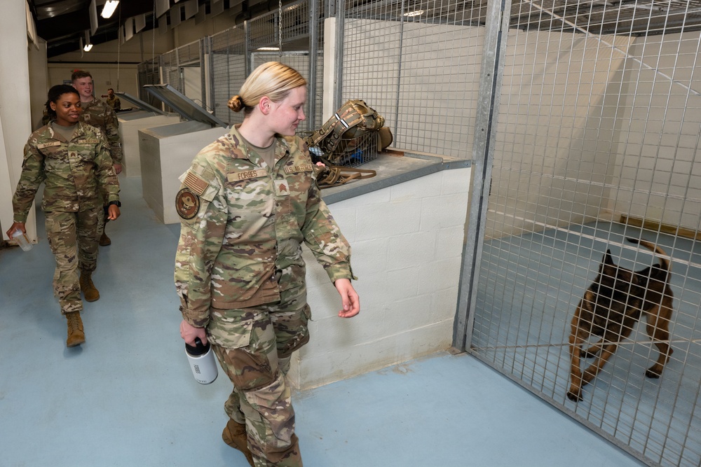 U.S. Air Force Academy cadets tour military working dog facility at Chapman Training Annex