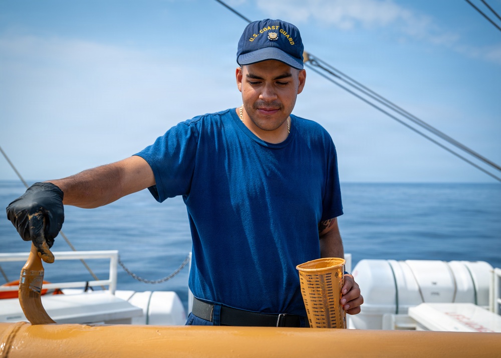 U.S. Coast Guard Academy cadets beautify the decks of the Cutter Eagle (WIX-327)