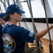 U.S. Coast Guard Academy cadets beautify the decks of the Cutter Eagle (WIX-327)