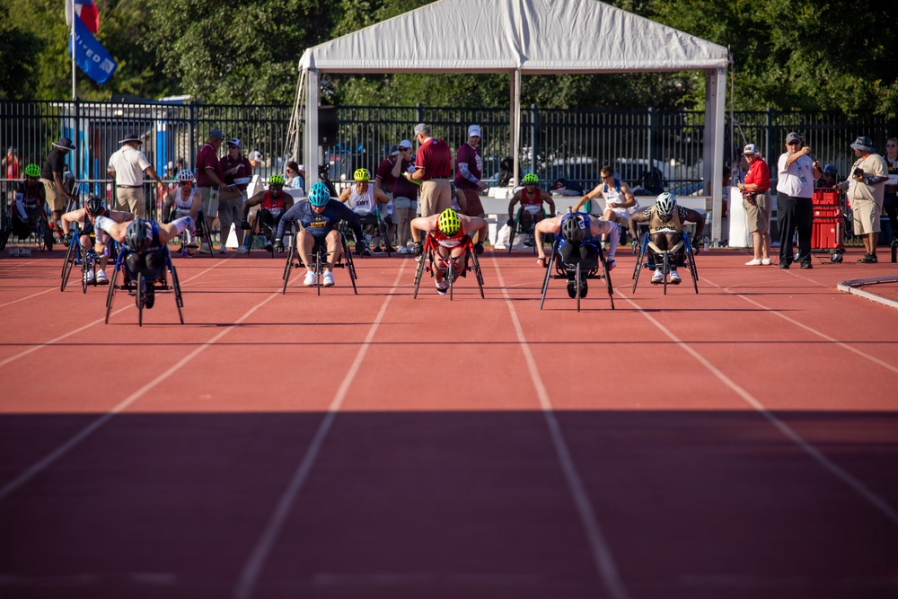 Warrior Games Competitors Participate in the 100 Metre Wheelchair Sprint