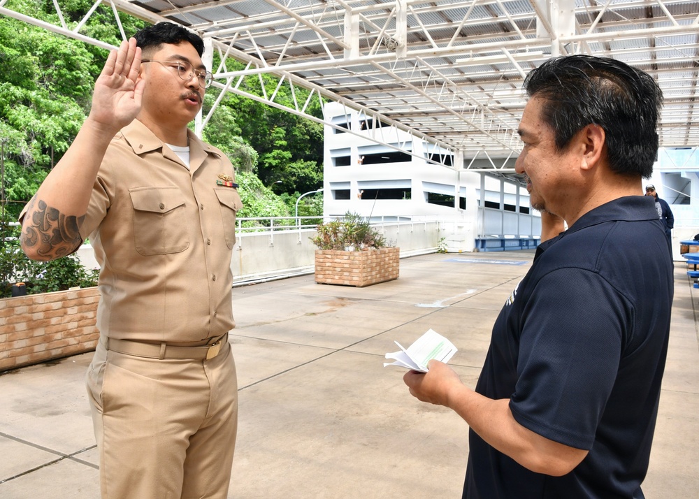 Lt. j.g. Zay Htet, assigned to NAVSUP FLC Yokosuka (FLCY), was promoted to the rank of Lieutenant during a ceremony attended by dozens of his peers onboard Commander Fleet Activities Yokosuka.