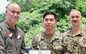 NAVSUP FLC Yokosuka’s (FLCY) Logistics Specialist 1st Class Ariel Aaron Lim was recognized for his outstanding efforts in promoting awareness and collecting donations in support of the Navy-Marine Corps Relief Society (NMCRS).