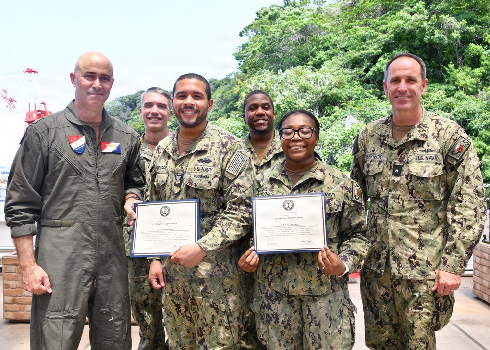 NAVSUP FLC Yokosuka’s (FLCY) Logistics Specialist 1st Class Ariel Aaron Lim was recognized for his outstanding efforts in promoting awareness and collecting donations in support of the Navy-Marine Corps Relief Society (NMCRS).