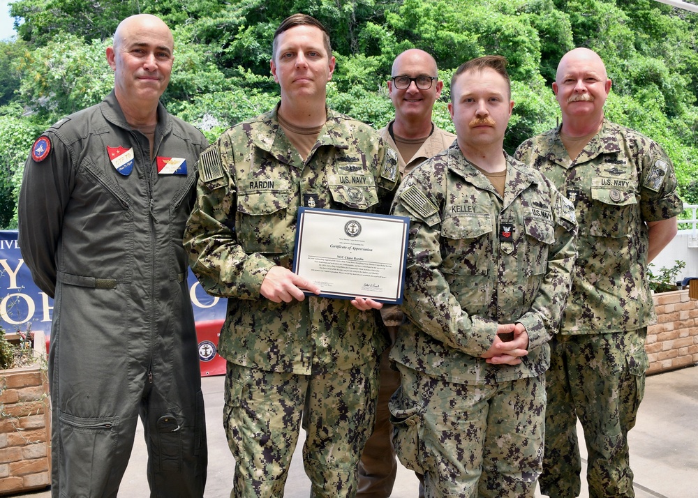 NAVSUP FLC Yokosuka’s (FLCY) Logistics Specialist 1st Class Ariel Aaron Lim was recognized for his outstanding efforts in promoting awareness and collecting donations in support of the Navy-Marine Corps Relief Society (NMCRS).