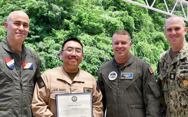 NAVSUP FLC Yokosuka’s (FLCY) Logistics Specialist 1st Class Ariel Aaron Lim was recognized for his outstanding efforts in promoting awareness and collecting donations in support of the Navy-Marine Corps Relief Society (NMCRS).
