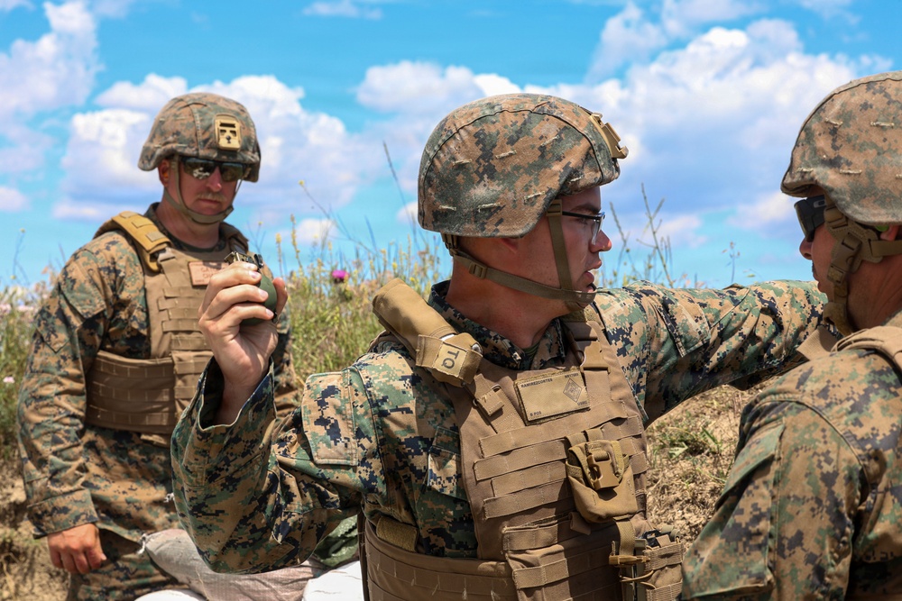U.S. Marines display leathality during grenade range in Romania