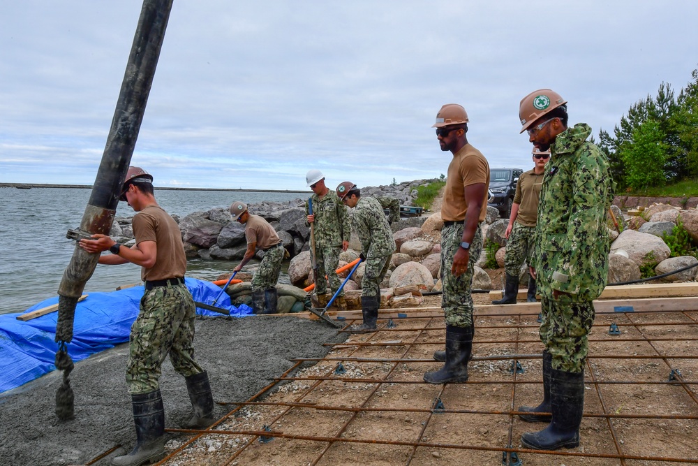 Amphibious Construction Battalion 1 begins to finalize Boat Ramp Construction during BALTOPS 2026