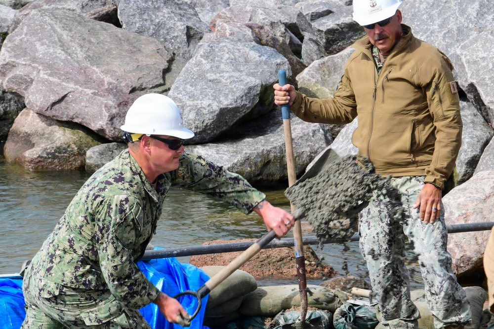 Amphibious Construction Battalion 1 begins to finalize Boat Ramp Construction during BALTOPS 2026