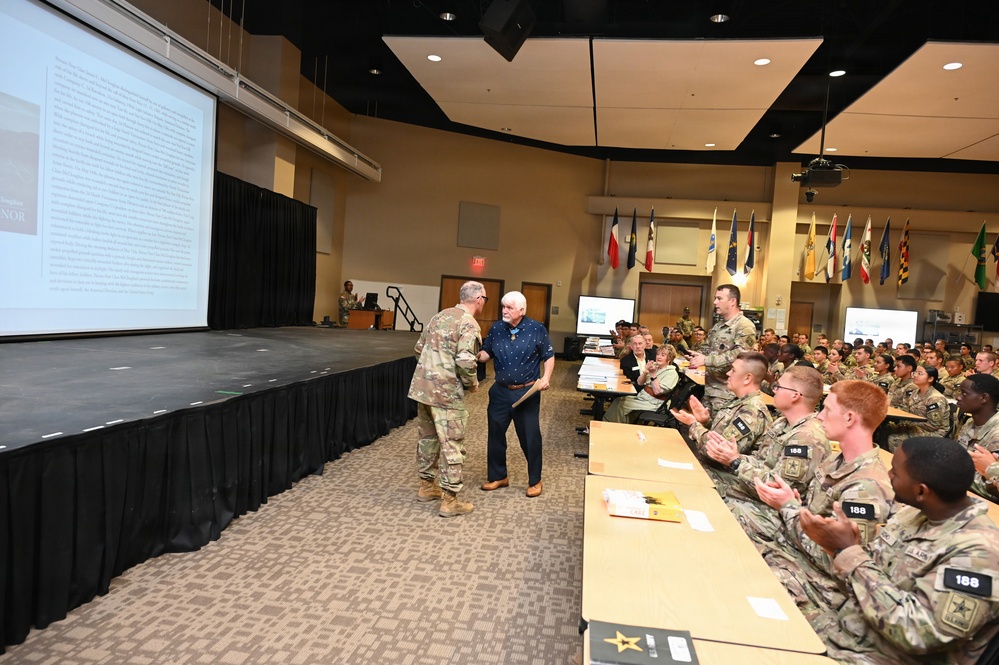 CMoH Recipient, Vietnam Combat Medic, speaks to combat medic trainees